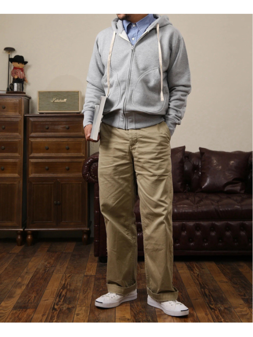 17.5 oz Terry Cloth Zip-Up Hoodie Gray Bronson Non Stock Mfg. Co. 42 - Picture 6 of 7